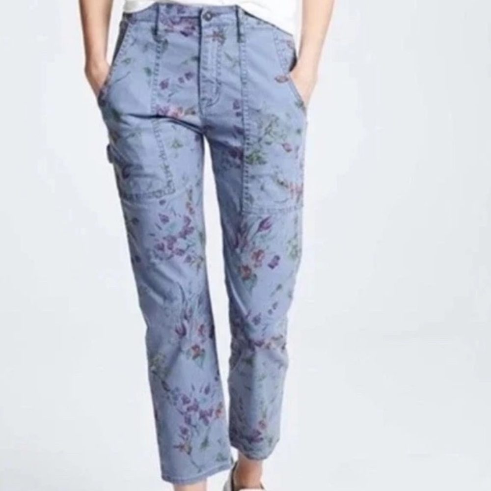 Hudson Jeans Straight Leg Cargo Pant Floral Print Ankle Jean - Women’s Size 24